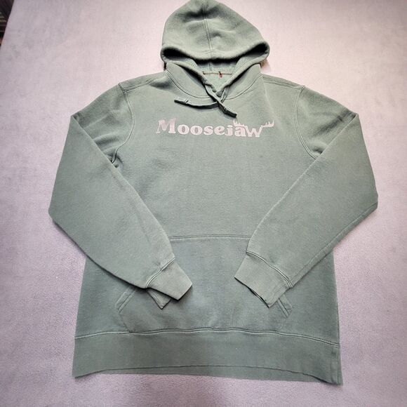 Moosejaw Hoodie Mens M? Green Pullover Sweatshirt Long Sleeve Graphic - Picture 1 of 9